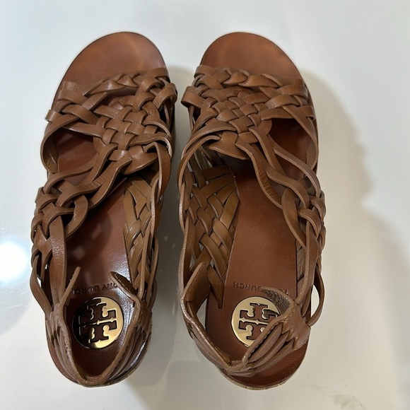 Tory Burch Killian Wedge Sandal Woven Leather Cork Platform Shoe Size 10 - Picture 10 of 16